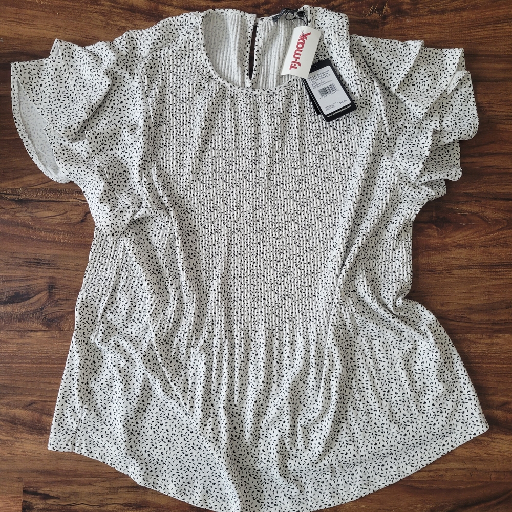 Adrianna Papell Monochrome Dotted Blouse